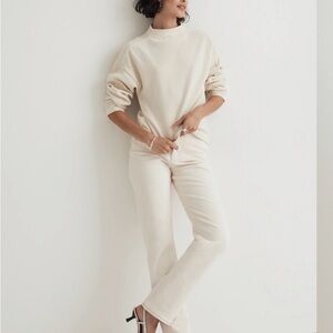 Madewell Beige Striped Jacquard Funnelneck Top Large NWT